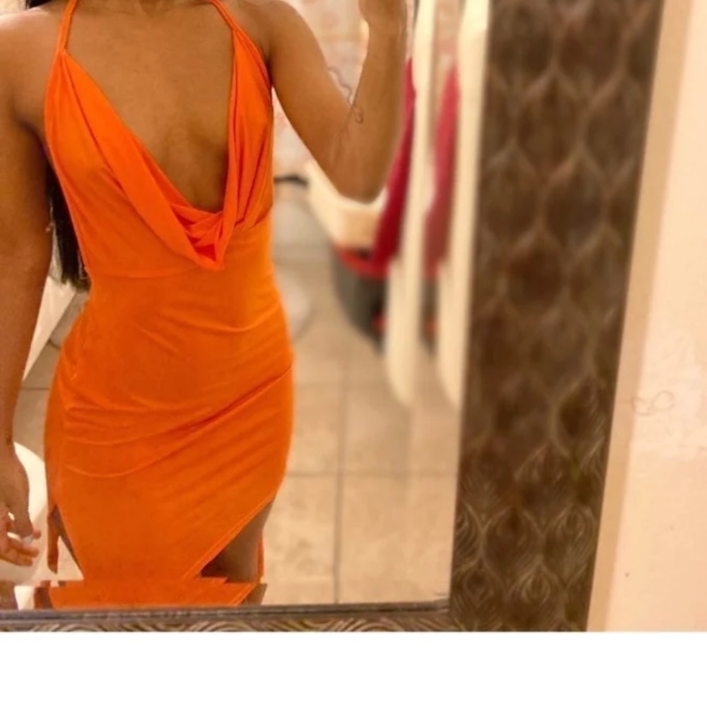 (New) Mini Orange cowl neck dress